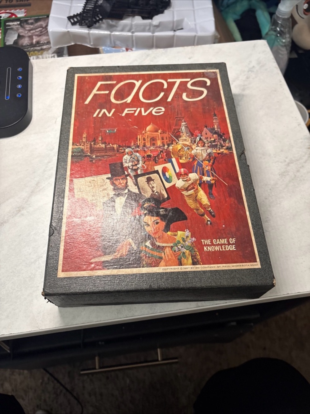 Facts in Five Vintage Trivia Board Game - Red Illustrated Box 1970,S